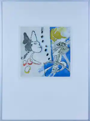 Marianne van der Heijden - Ets en aquatint, Pierrot - Ingelijst vendu pour 80€ !