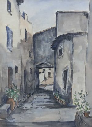 Niet of onleesbaar gesigneerd - C2324-15 - Straatje St. Paul, Frankrijk kopen? Bied vanaf 1!