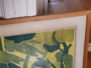 Jeanne Bieruma Oosting - Grote kleuren linosnede 'In het bos' kopen? Bied vanaf 300!
