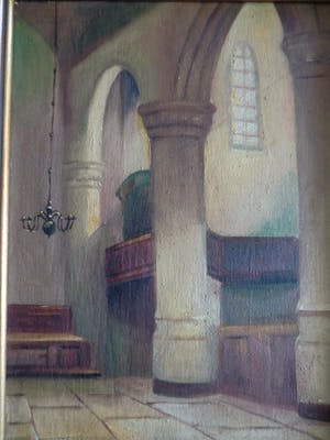 Niet of onleesbaar gesigneerd - Kerk interieur kopen? Bied vanaf 1!