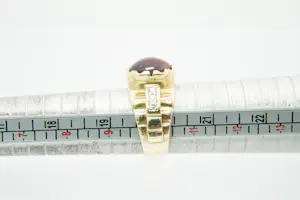 61-Grote retro 14 krt gouden ring paarse steen - 6 steens diamant kopen? Bied vanaf 520!