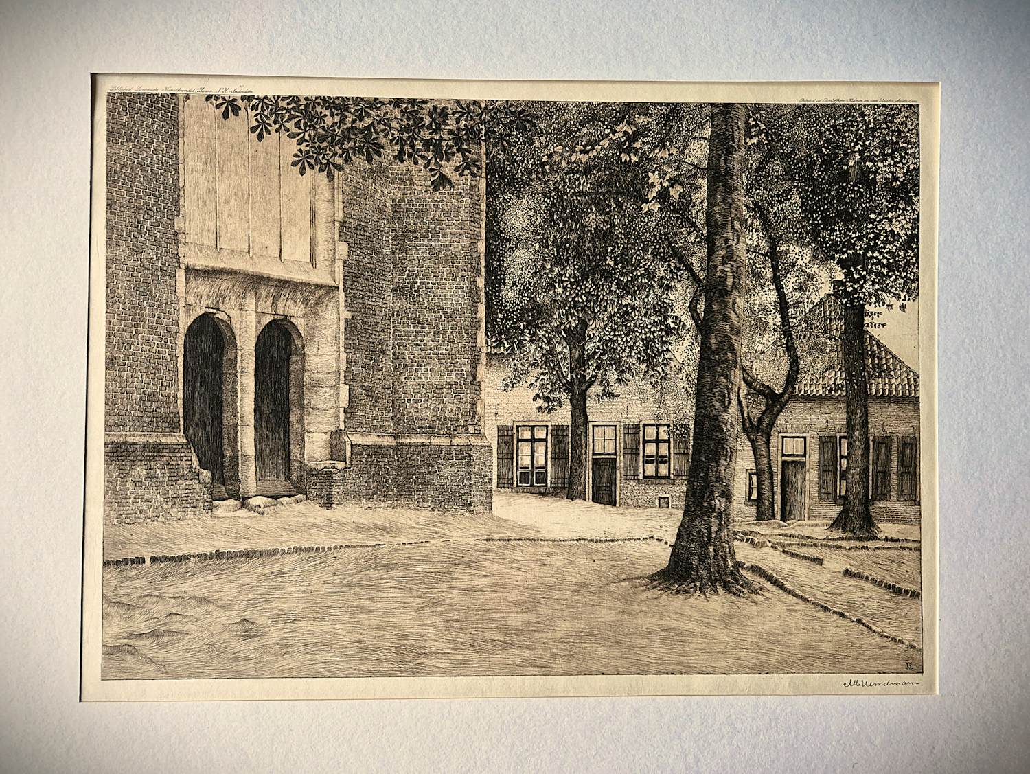 Albert Hemelman - Grote fraai gedetailleerde Litho - Kerkplein Neede - potloodgesigneerd kopen? Bied vanaf 25!