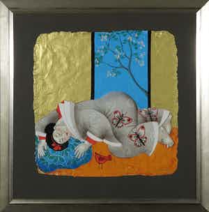 Ada Breedveld - Zeefdruk, Femme Japonnais - Ingelijst verkocht voor € 80!