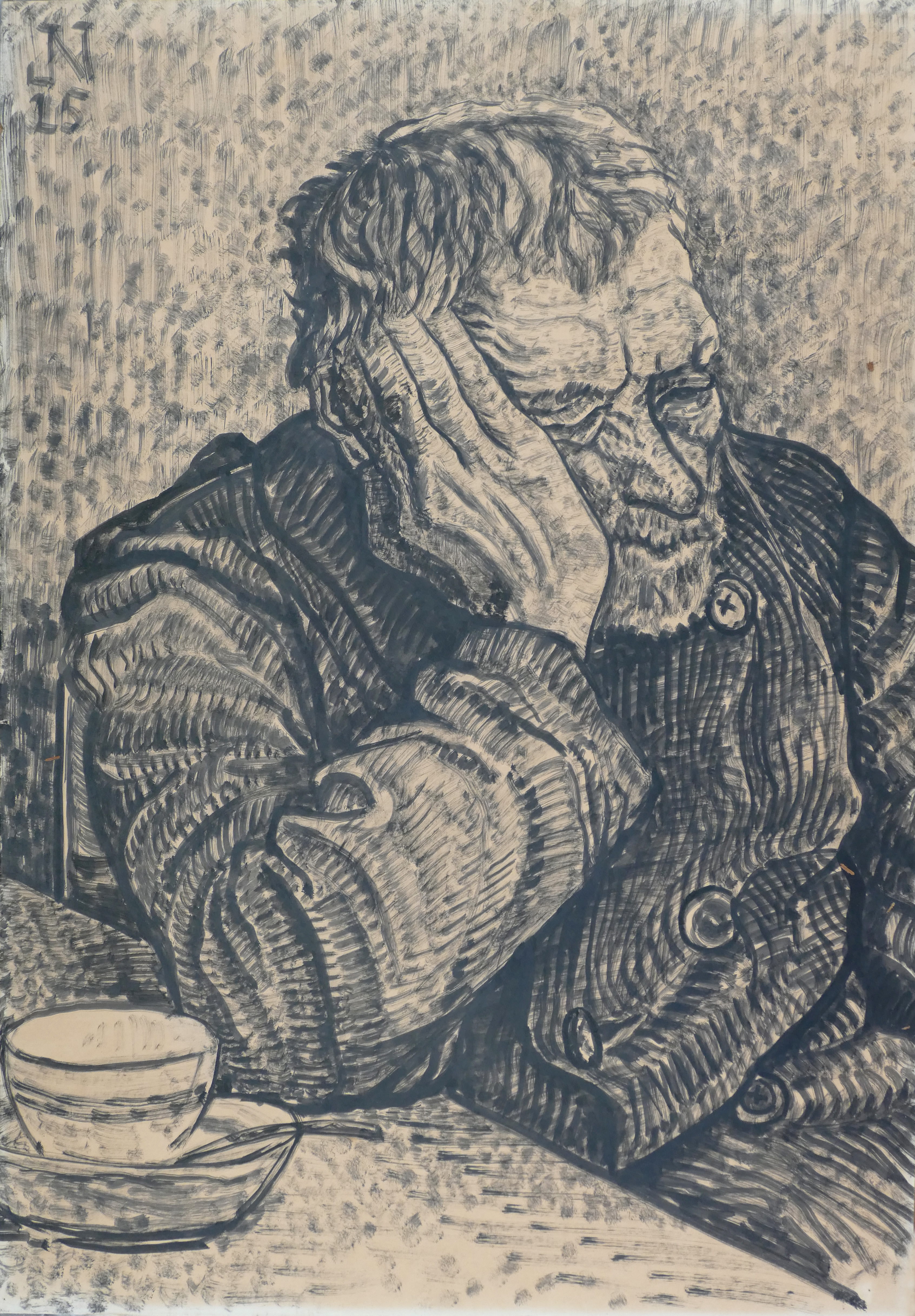 Jakob Nieweg - Slapende man aan tafel verkocht voor € 80!