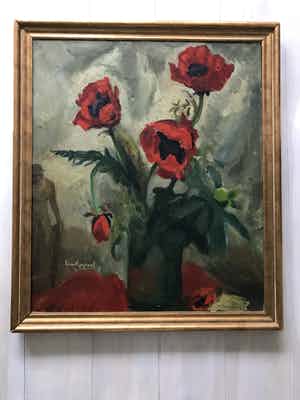 Piet van Wijngaerdt - Stilleven met Klaprozen verkocht voor € 675!