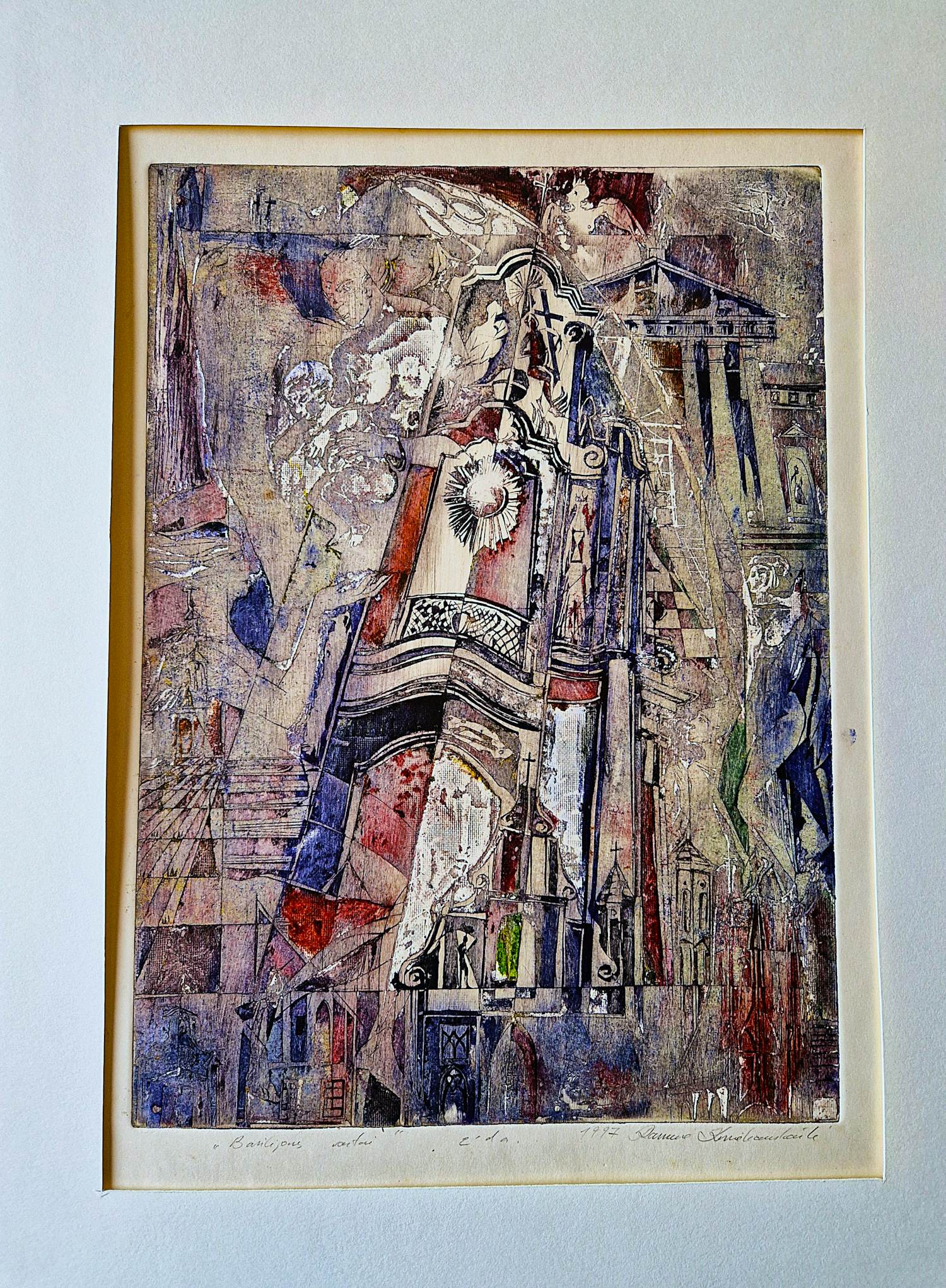 Ramunė Aldona Kmieliauskáitė - bekend Litouws grafica - handgekleurde Ets en Aquatint - "Basilion gate" kopen? Bied vanaf 57!
