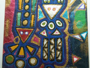 Pepe Viteri - Ingelijst, Acryl op papier , Dansantes (‘Dansers’) – 1992 – Lijst, 91½ x 71½ cm kopen? Bied vanaf 50!