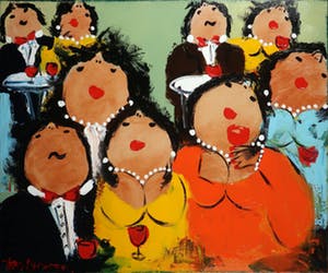 Theo Broeren - Acryl op doek, Natafelen (Groot) kopen? Bied vanaf 140!