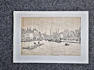 Charles J. Kemper - Grote inkt-tekening "Rotterdam Coolsingel 1856" gesigneerd kopen? Bied vanaf 27!