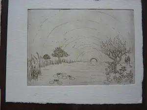 Margriet Snel - 7 etsen met figuren in landschappen kopen? Bied vanaf 50!