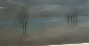 Ted Licht - Overstromend rivierlandschap | grote kleuren krijttekening - ingelijst kopen? Bied vanaf 50!