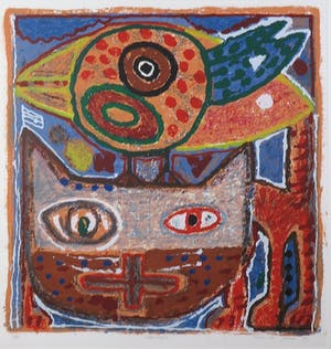 Onno de Graaf - Zeefdruk, Katvogel - Ingelijst kopen? Bied vanaf 35!