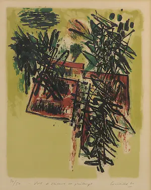 Corneille - Litho, Vol d'oiseaux au printemps - Ingelijst kopen? Bied vanaf 250!