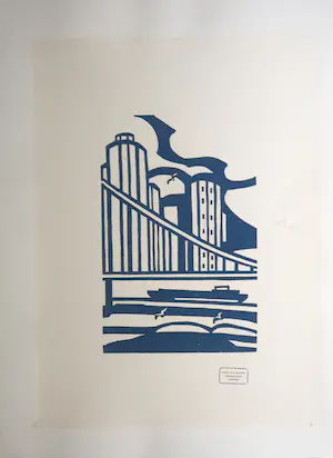 Paul Overhaus - Lot van drie houtsnede, steden kopen? Bied vanaf 1!