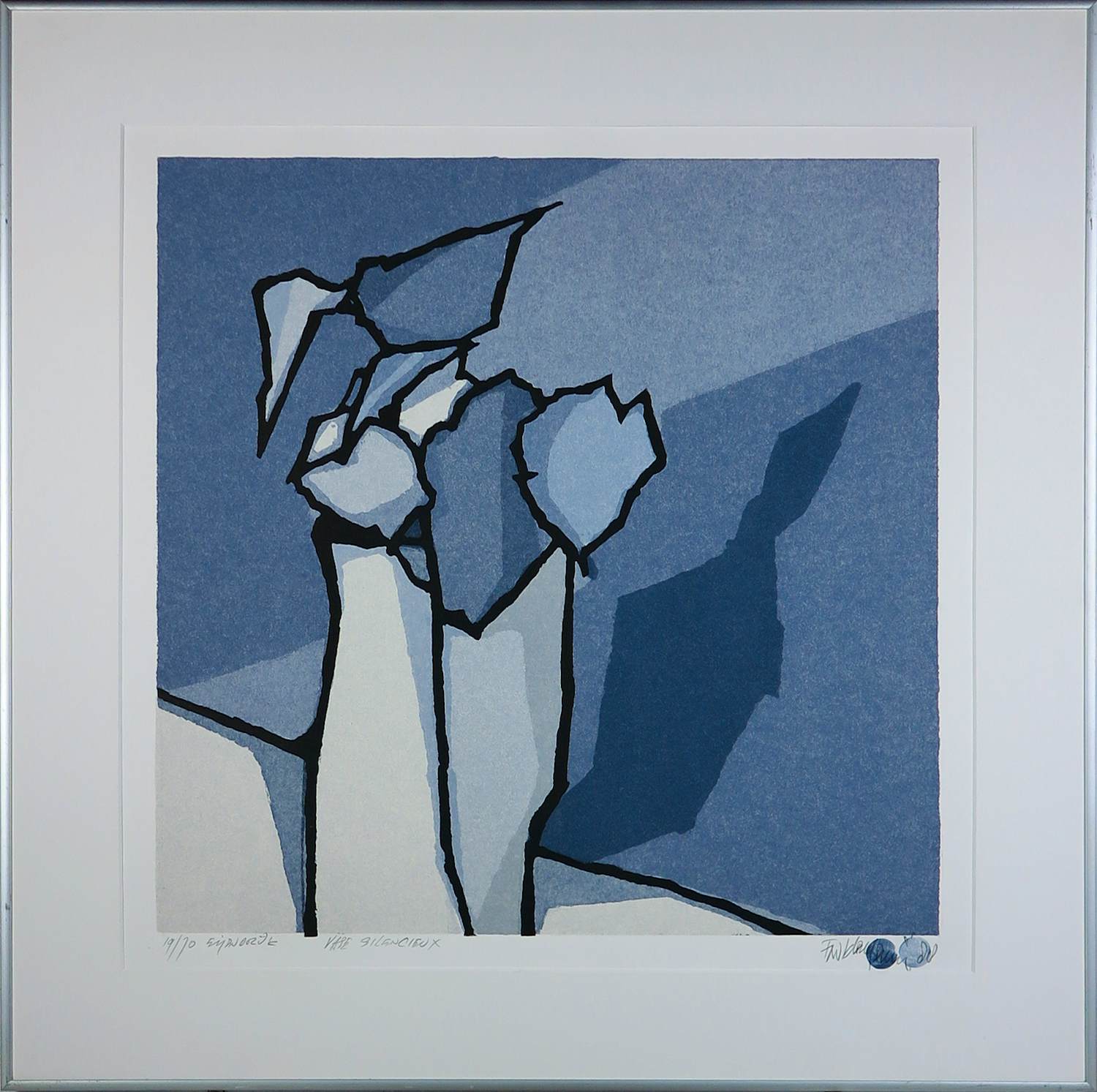 Fon Klement - Boardsnede op papier, Vase silecieux - Ingelijst kopen? Bied vanaf 90!