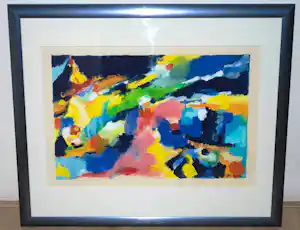 Willem Brauck - "Bal Masqué" - abstracte gouache - zuurvrij ingelijst verkocht voor € 120!