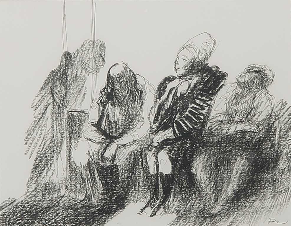 Luis Filcer - Tekening, Metro - Ingelijst kopen? Bied vanaf 120!