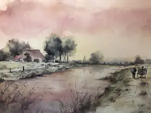 Jan Kooistra - Landschap in Friesland kopen? Bied vanaf 100!