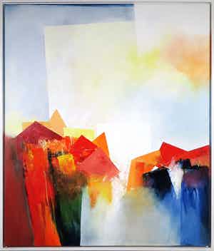 Yon Nicolas - Acryl op doek, Abstracte compositie - Ingelijst (Groot) verkocht voor € 200!