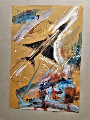 Jacques Pecnard - twee (2) expressionistische gemengde technieken "Mirage jets" gesigneerd kopen? Bied vanaf 1!