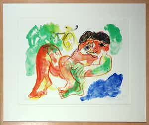 Jan Sierhuis - Litho, Zonder titel - Ingelijst verkocht voor € 80!