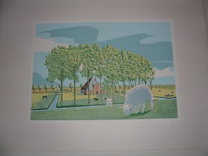 Marcus van Hoorn - Zeefdruk, Titel, "Hollandse pyramide". kopen? Bied vanaf 35!