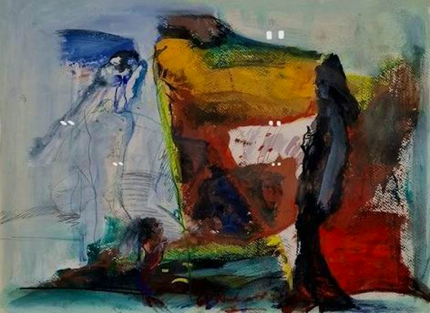 Pieter Defesche - Ingelijste gouache: Confrontatie - 1978 kopen? Bied vanaf 495!