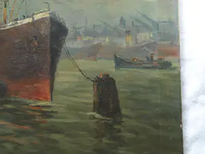 Adrianus Zuiderwijk - Olieverf op doek , Havengezicht, Rotterdam? – 60 x 80 cm kopen? Bied vanaf 50!
