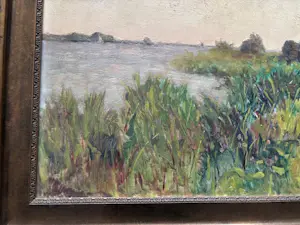 Henk Leurs - Hollands polderlandschap met bootje aan de horizon kopen? Bied vanaf 175!