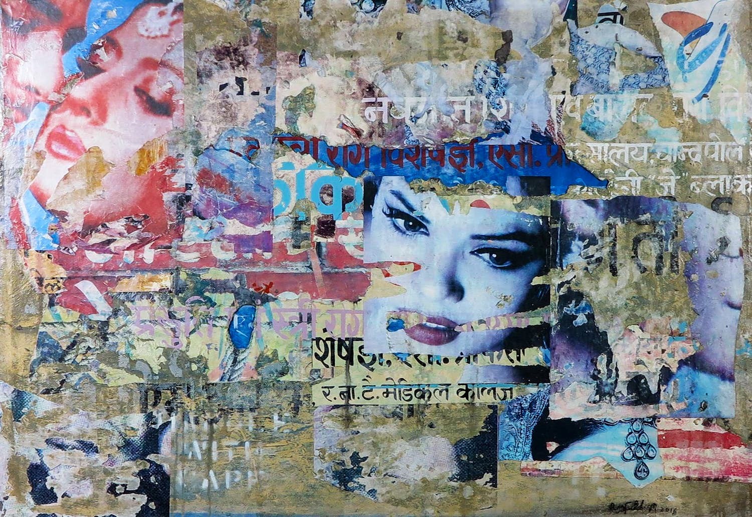 Reg Fallah - Mixed Media / Collage, Red Lips (Groot formaat) kopen? Bied vanaf 100!