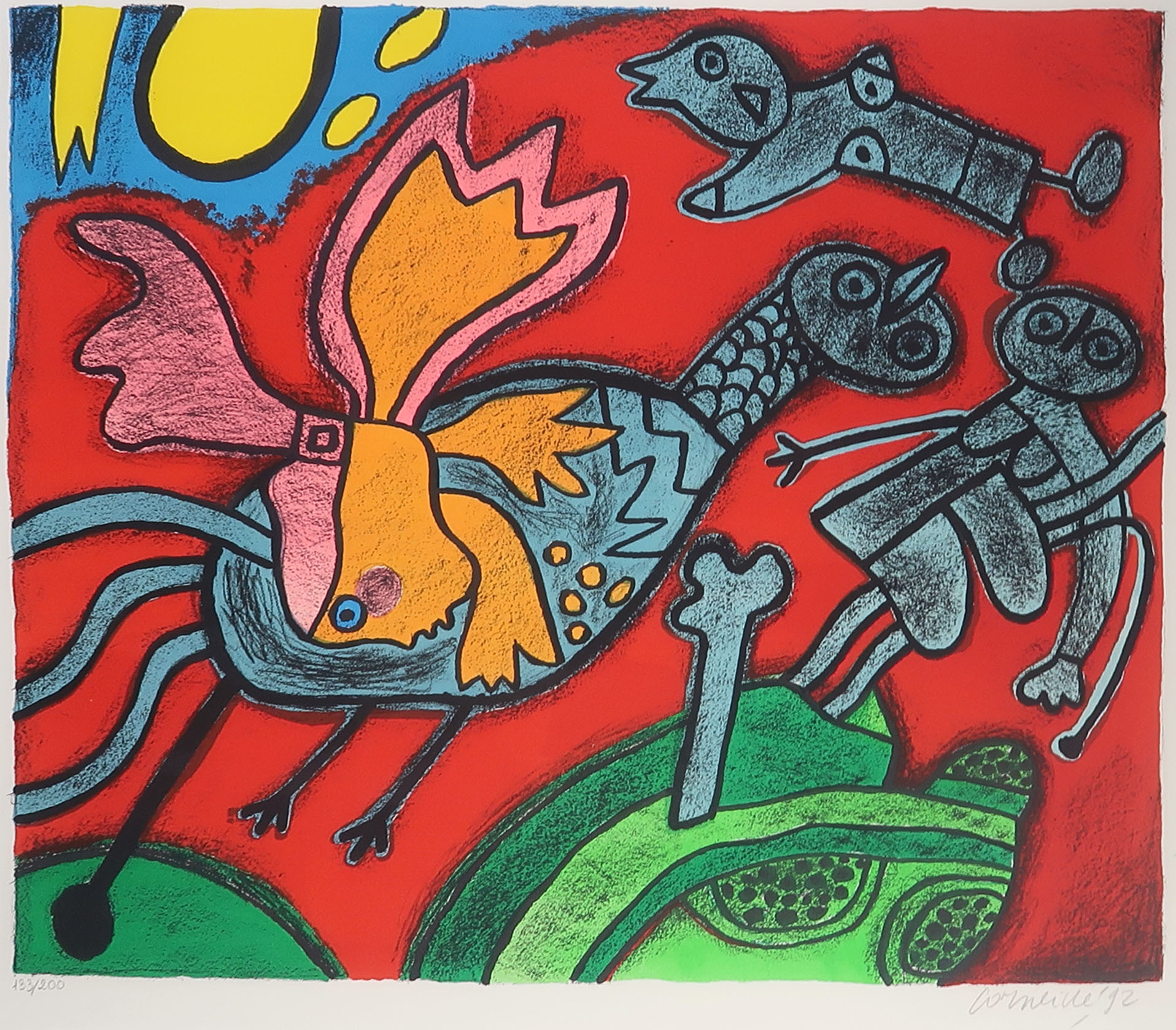 Corneille - Zeefdruk, l'Ange descendu des astres - Ingelijst kopen? Bied vanaf 250!