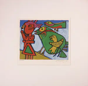 Corneille - Litho, Femme et oiseaux kopen? Bied vanaf 100!