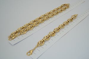 1205 - Fraaie SET - 9 KRT / geel-gouden "Prince of Wales" armband en collier kopen? Bied vanaf 570!