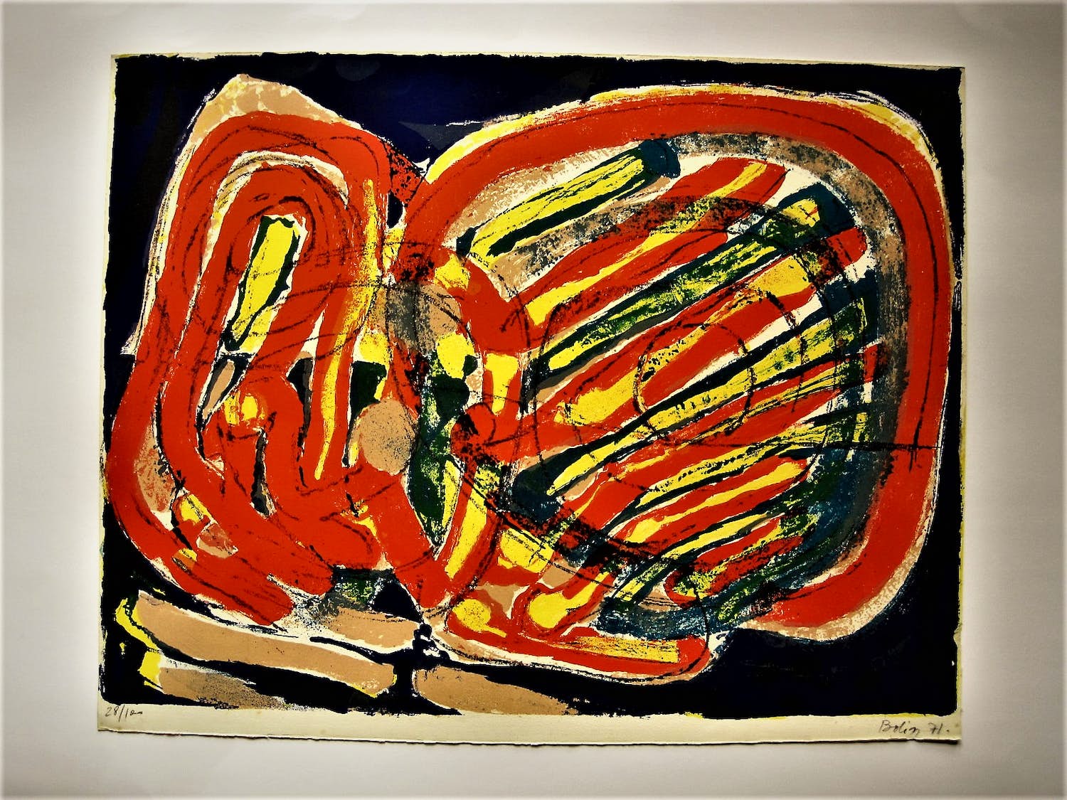 Gustave Bolin - Grote 1971 Lithografie "compositie/centrifuge" - potloodgesigneerd verkocht voor € 52!