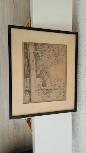 Simon Moulijn - Simon Moulijn – Boslandschap met water en huis ets , gesigneerd kopen? Bied vanaf 50!