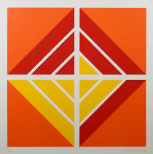 Cyril Lixenberg - Zeefdruk, Geometrische compositie - Ingelijst kopen? Bied vanaf 50!