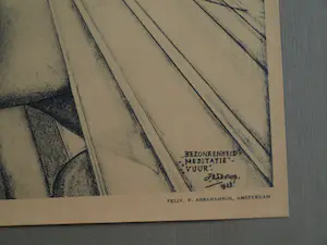 Jan Toorop - Ingelijste prent, “Bezonkenheid, Meditatie, Vuur” – 1923 kopen? Bied vanaf 35!
