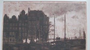 Willem Witsen - ets - Amsterdam - Binnenkant, met wapperende was op de schepen kopen? Bied vanaf 115!