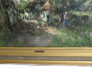 Theodorus van Oorschot - Olieverf op doek , Brabants landschap met boerin – ingelijst – 78 x 98 cm kopen? Bied vanaf 200!