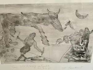 Lucebert - Ets Nr. 5 - Geheel nieuw ingelijst - met bies kopen? Bied vanaf 130!