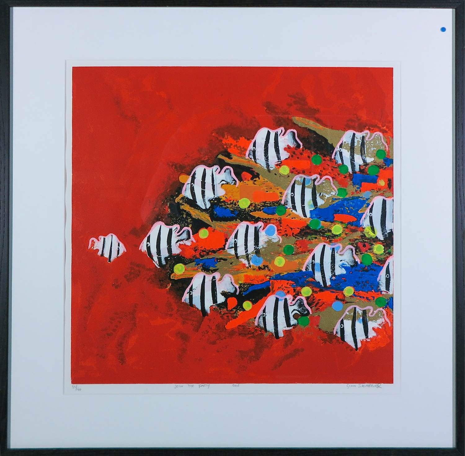 Gino Sauerbier - Zeefdruk, Join the party - Ingelijst verkocht voor € 50!