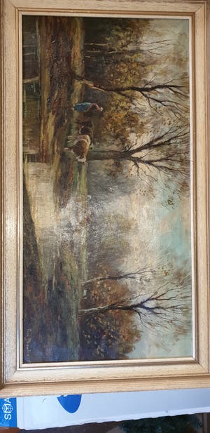 Piet Bouter - olieverf op doek - vee en bosgezicht kopen? Bied vanaf 50!