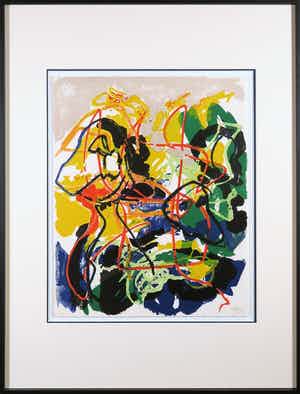 Karel Appel - Litho, A Beast Drawn Man C - Ingelijst verkocht voor € 1!