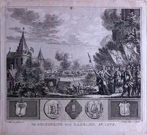 Simon Fokke - Gravure, De Belegering van Haerlem A' 1573 verkocht voor € 35!