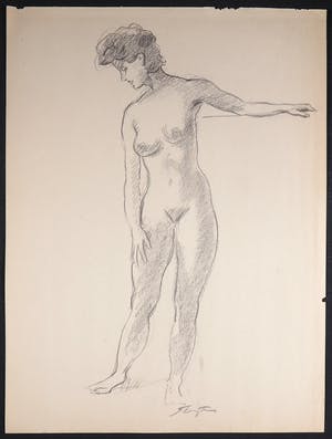 Jan Sluijters (jr.) - Krijttekening, Leunend naakt kopen? Bied vanaf 1!