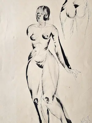 Piet van Stuivenberg - was vooral beeldhouwer - oost. ind. inkttekening vrouwelijk naakt - jaren 40 kaufen? Bieten Sie von 38!