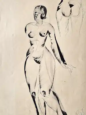 Buy Piet van Stuivenberg - was vooral beeldhouwer - oost. ind. inkttekening vrouwelijk naakt - jaren 40? Bid from 38!