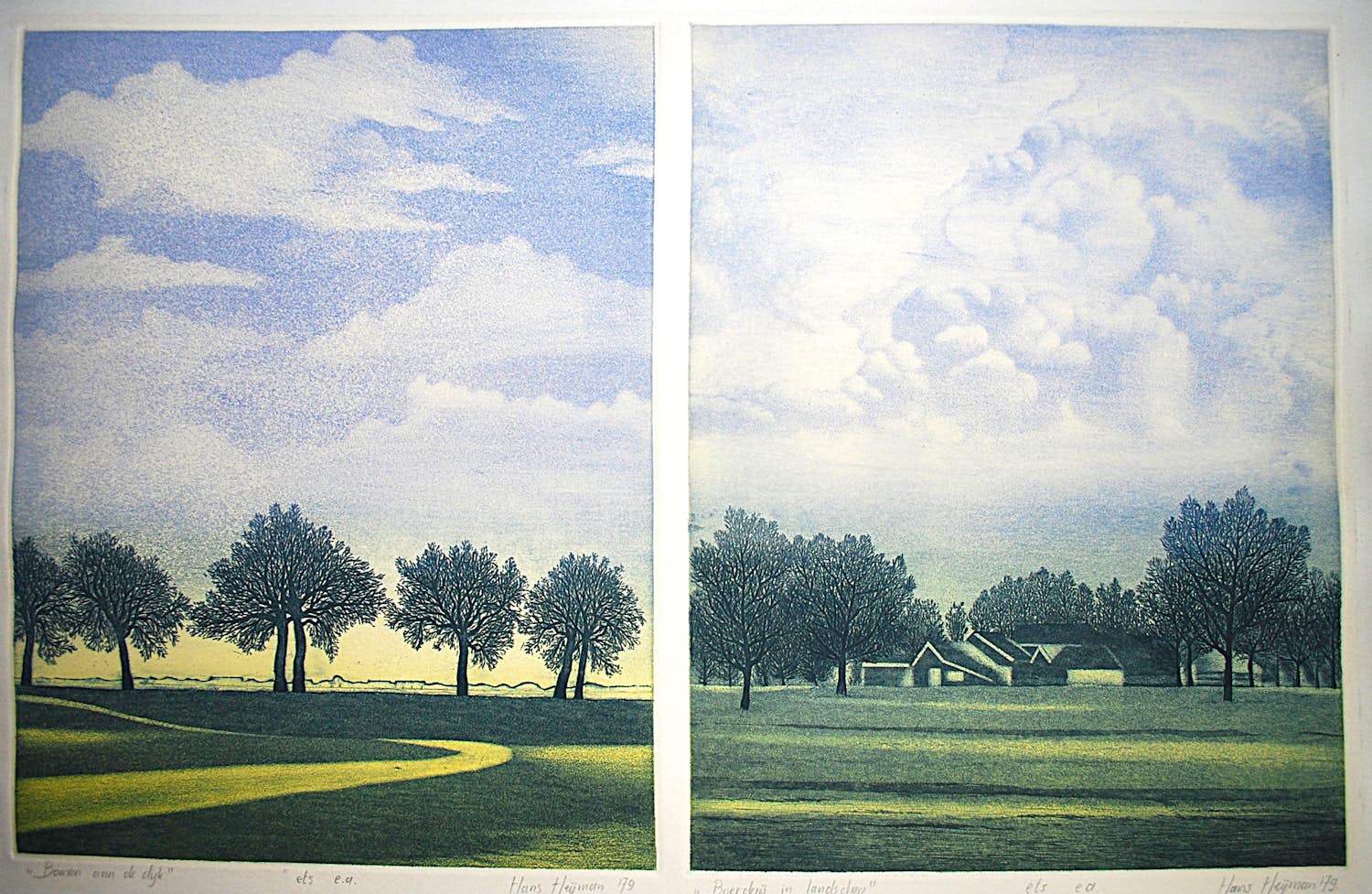 Buy Hans Heijman - 2 kleuretsen op 1 blad - epreuve exemplaren? Bid from 65!