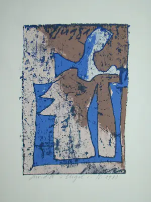 Franz Eggenschwiler - Engel - 1988 - Originele houtsnede, handgesigneerd kopen? Bied vanaf 120!