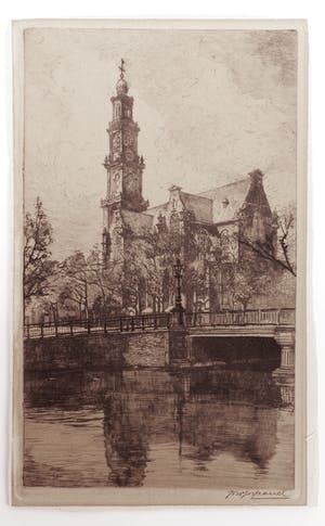 Johannes Josseaud - ets - Westerkerk Amsterdam kopen? Bied vanaf 15!